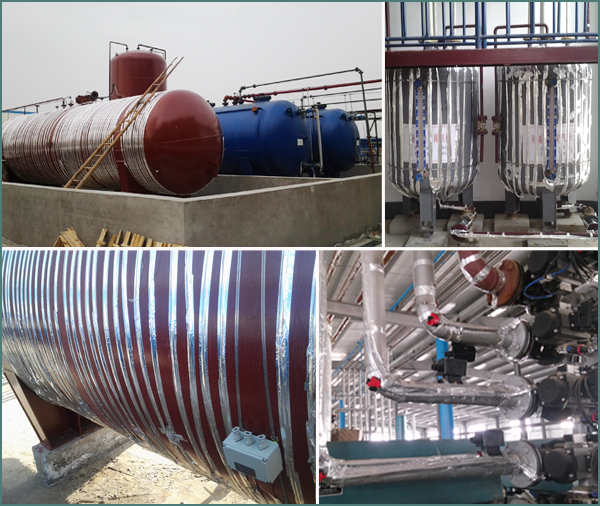 罐體、槽池保溫應(yīng)采用電伴熱帶做為發(fā)熱源(圖2)